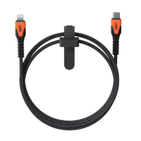 UAG Rugged Cable - kabel USB-C - lightning 30W, 1,5 m (black/orange) (9B4414114097)