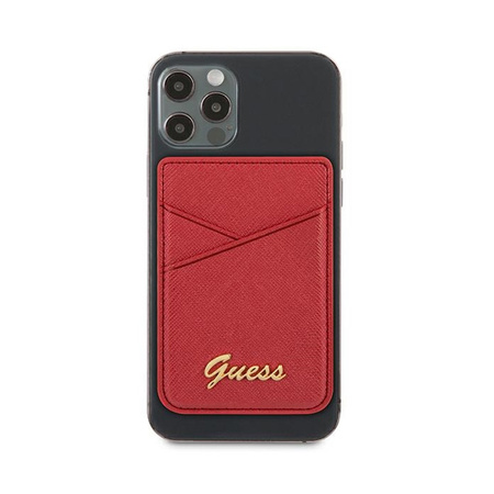 Guess Wallet Card Slot MagSafe Saffiano - Portfel magnetyczny (czerwony) (GUWMSSASLRE)