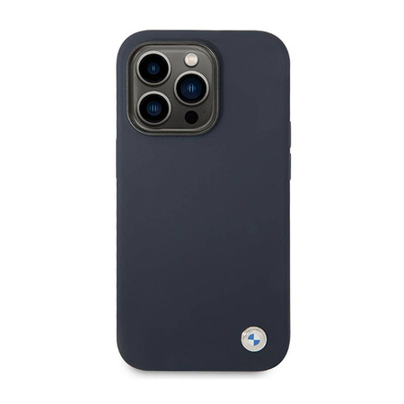 BMW Liquid Silicone Case Metal Logo MagSafe - Etui iPhone 14 Pro Max (granatowy) (BMHMP14XSILNA)