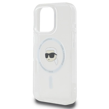 Karl Lagerfeld IML Metal Karl Head MagSafe - Etui iPhone 16 Pro (biały) (KLHMP16LHLSKIH)
