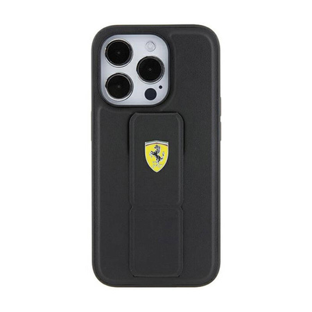 Ferrari Grip Stand Metal Logo - Etui iPhone 15 Pro Max (czarny) (FEHCP15XGSPSIK)