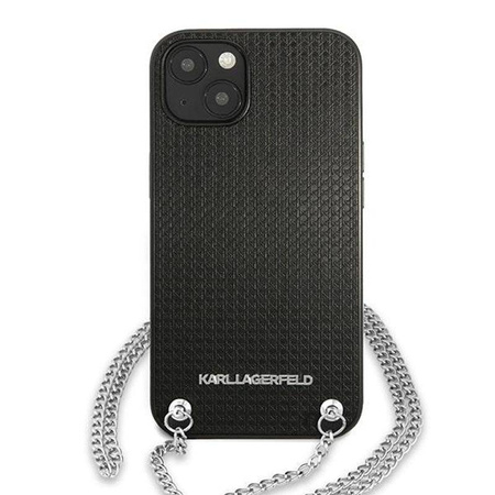 Karl Lagerfeld Leather Textured and Chain - Etui iPhone 13 mini (czarny) (KLHCP13SPMK)