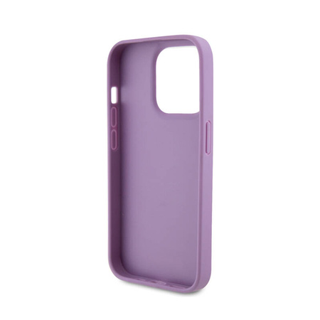 Guess Leather 4G Stamped - Etui iPhone 15 Pro (fioletowy) (GUHCP15LP4EPMU)