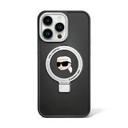 Karl Lagerfeld Ring Stand Karl Head MagSafe - Etui iPhone 15 Pro Max (czarny) (KLHMP15XHMRSKHK)