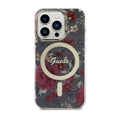 Guess Flower MagSafe - Etui iPhone 14 Pro (Zielony) (GUHMP14LHCFWSA)