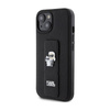 Karl Lagerfeld Gripstand Saffiano Karl & Choupette Pins - Etui iPhone 15 (czarny) (KLHCP15SGSAKCPK)