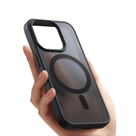 Crong Hybrid Frost MAG Cover - Etui z MagSafe do iPhone 16 Pro Max (czarny) (CRGHFMIP1669PBLK)