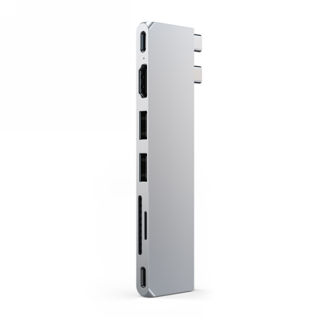 Satechi Pro Hub Slim - aluminiowy hub z podwójnym USB-C do MacBook (USB 4, HDMI, 2x USB-A, SD/microSD, USB-C) - srebrny (ST-HUCPHSS)