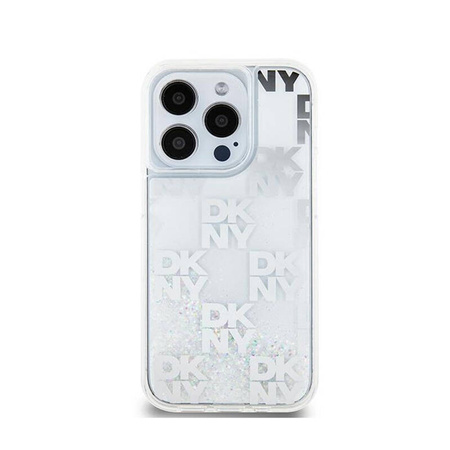 DKNY Liquid Glitter Multilogo - Etui iPhone 15 Pro (biały) (DKHCP15LLCPEPT)