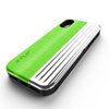 Zizo Retro Series - Etui iPhone Xs / X z kieszenią na karty + podstawka + szkło 9H na ekran (Neon Green/Silver) (RET-IPH8-NGRSL)