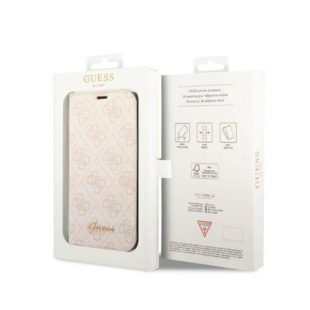 Guess 4G Metal Camera Outline Booktype Case - Etui iPhone 14 Plus (różowy) (GUBKP14MHG4SHP)