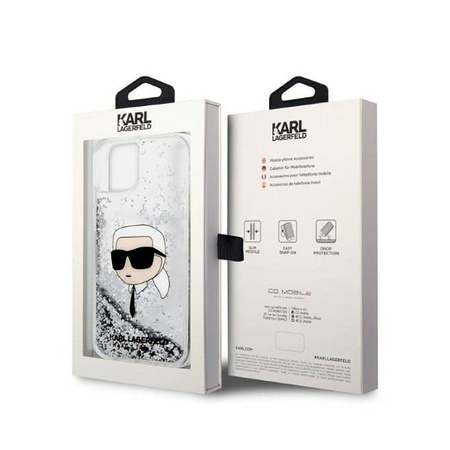 Karl Lagerfeld Liquid Glitter NFT Karl's Head - Etui iPhone 14 Plus (srebrny) (KLHCP14MLNKHCH)
