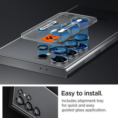 Spigen Optik Pro GLAS.TR EZ Fit Camera Protector 2-Pack - Szkło ochronne na obiektyw do Samsung Galaxy S24 Ultra (2 szt) (Czarny) (AGL07425)