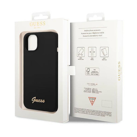 Guess Silicone Vintage - Etui iPhone 14 Plus (czarny) (GUHCP14MSLSMK)