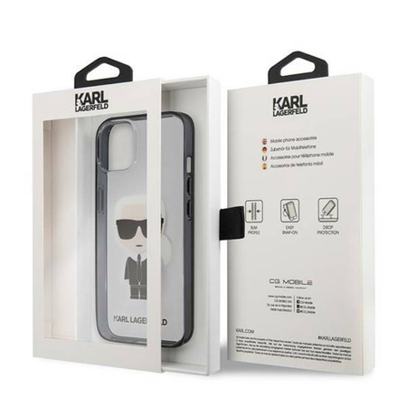 Karl Lagerfeld Ikonik Karl - Etui iPhone 13 mini (przezroczysty / czarna ramka) (KLHCP13SHIKCK)