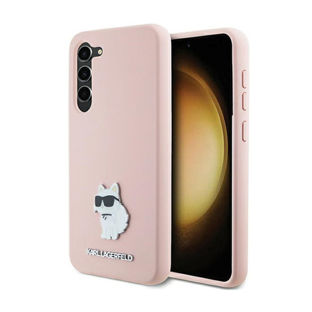 Karl Lagerfeld Silicone Choupette Metal Pin - Etui Samsung Galaxy S24+ (różowy) (KLHCS24MSMHCNPP)