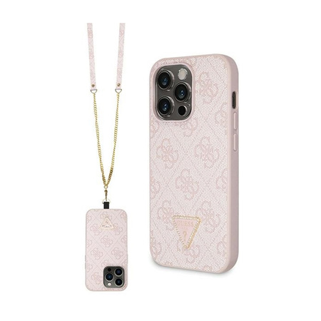 Guess Crossbody 4G Metal Logo - Etui iPhone 14 Pro (różowy) (GUHCP14LP4TDSCPP)