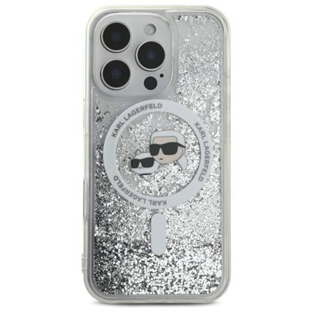 Karl Lagerfeld Liquid Glitter Karl & Choupette Head MagSafe - Etui iPhone 16 Pro (przezroczysty) (KLHMP16LLGKCSGH)