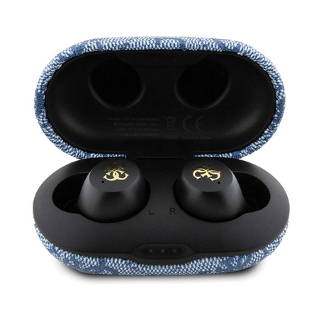 Guess 4G Metal Logo - Słuchawki Bluetooth TWS ENC + etui ładujące (niebieski) (GUTWSP4EGB)