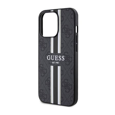 Guess 4G Printed Stripes MagSafe - Etui iPhone 13 Pro (Czarny) (GUHMP13LP4RPSK)