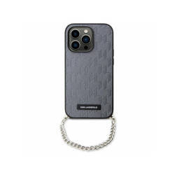 Karl Lagerfeld Saffiano Monogram Chain - Etui iPhone 14 (Srebrny) (KLHCP14SSACKLHPG)