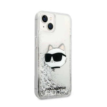 Karl Lagerfeld Liquid Glitter NFT Choupette Head - Etui iPhone 14 Plus (srebrny) (KLHCP14MLNCHCS)