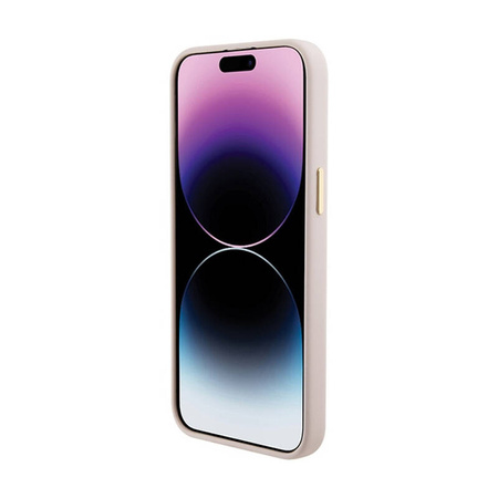 Guess Silicone Logo Strass 4G - Etui iPhone 15 Pro (różowy) (GUHCP15LM4DGPP)