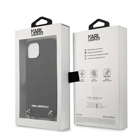 Karl Lagerfeld Leather Textured and Chain - Etui iPhone 13 mini (czarny) (KLHCP13SPMK)