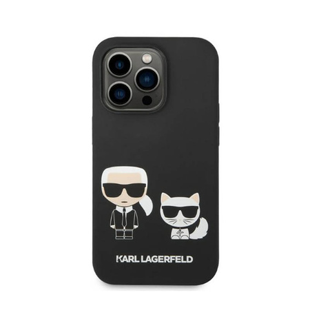 Karl Lagerfeld Liquid Silicone Karl & Choupette MagSafe - Etui iPhone 14 Pro (czarny) (KLHMP14LSSKCK)