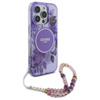 Guess IML Flowers With Pearl Strap MagSafe - Etui iPhone 16 Pro Max (fioletowy) (GUHMP16XHFWBRCESU)
