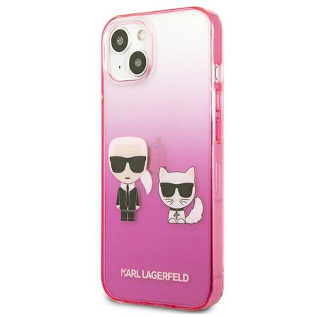 Karl Lagerfeld Gradient Ikonik Karl & Choupette - Etui iPhone 13 mini (różowy) (KLHCP13STGKCP)