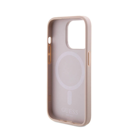 Guess Saffiano MagSafe - Etui iPhone 15 Pro (różowy) (GUHMP15LPSAHMCP)
