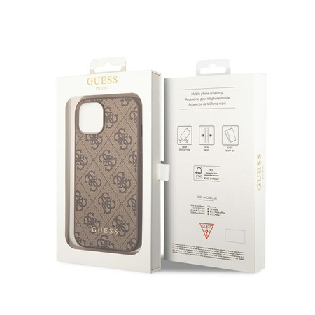 Guess 4G Metal Gold Logo - Etui iPhone 15 Plus (brązowy) (GUHCP15MG4GFBR)