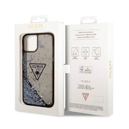 Guess Liquid Glitter Triangle Logo Case – Etui iPhone 14 Plus (czarny) (GUHCP14MLFCTPK)