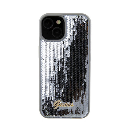 Guess Sequin Script Metal - Etui iPhone 15 (srebrny) (GUHCP15SPSFDGSS)