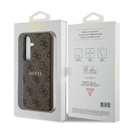 Guess 4G Collection Leather Metal Logo MagSafe - Etui Samsung Galaxy S24 (brązowy) (GUHMS24SG4GFRW)