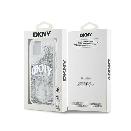 DKNY Liquid Glitter Big Logo - Etui iPhone 15 / 14 / 13 (biały) (DKHCP15SLBNAET)