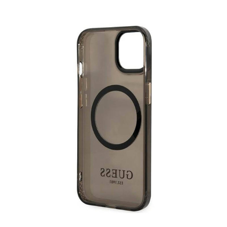 Guess Gold Outline Translucent MagSafe - Etui iPhone 13 (czarny) (GUHMP13MHTCMK)