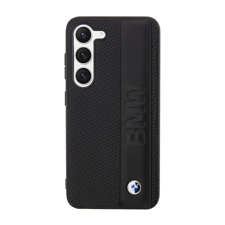BMW Leather Textured & Stripe - Etui Samsung Galaxy S23+ (czarny) (BMHCS23M22RDPK)