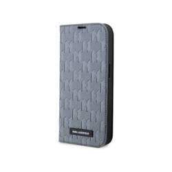 Karl Lagerfeld Booktype Saffiano Monogram - Etui iPhone 14 (Srebrny) (KLBKP14SSAKLHPG)