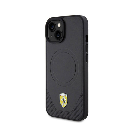 Ferrari Carbon Metal Logo MagSafe - Etui iPhone 15 (czarny) (FEHMP15SPTEK)