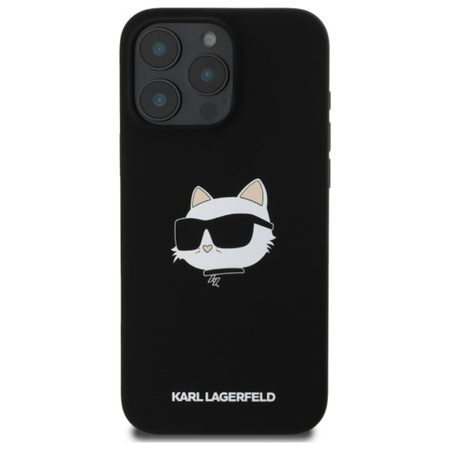 Karl Lagerfeld Silicone Choupette Head Print MagSafe - Etui iPhone 16 Pro (czarny) (KLHMP16LSCHPPLK)