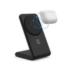 Crong MagSpot Stand - Ładowarka bezprzewodowa 2w1 z MagSafe do iPhone i AirPods (czarny) (CRG-MSS-BLK)