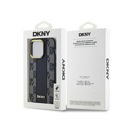 DKNY Leather Checkered Mono Pattern MagSafe - Etui iPhone 13 Pro Max (czarny) (DKHMP13XPCPVSLK)