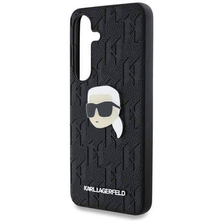 Karl Lagerfeld Leather Monogram Pin Logo Karl Head - Etui Samsung Galaxy S25 (czarny) (KLHCS25SPGKLKIPK)