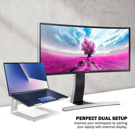 Crong AluBench – Aluminiowa podstawka do laptopa (srebrny) (CRG-ALUBN-SLV)