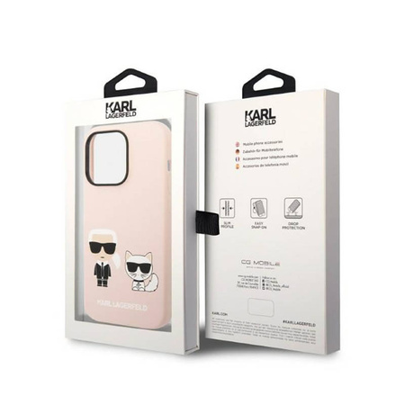 Karl Lagerfeld Liquid Silicone Karl & Choupette MagSafe - Etui iPhone 14 Pro (różowy) (KLHMP14LSSKCI)