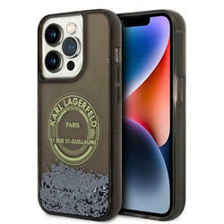 Karl Lagerfeld Liquid Glitter Round RSG Logo Case - Etui iPhone 14 Pro (czarny) (KLHCP14LLCRSGRK)