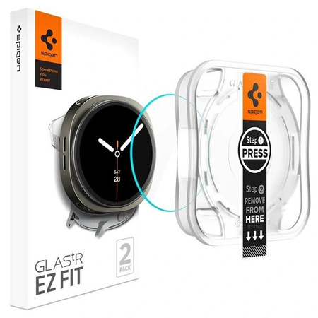 Spigen GLAS.TR EZ FIT 2-Pack - Szkło hartowane do Samsung Galaxy Watch 8 40 mm (2 szt) (AGL09874)