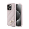 Karl Lagerfeld Diagonal Quilted Script - Etui iPhone 15 Pro (różowy) (KLHCP15LPQDSMGP)